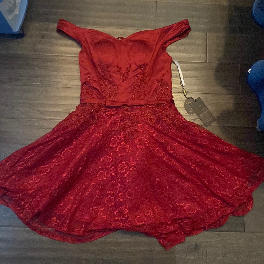 dress, off the shoulder, worn once, still has of tag